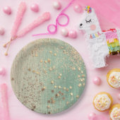 Gold Stardust auf Sea Green Pappteller (Party)