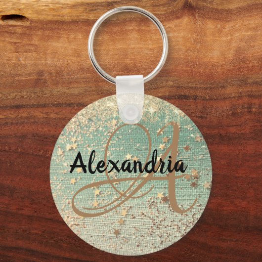 Gold Stardust auf Sea Green Schlüsselanhänger (Vorderseite)