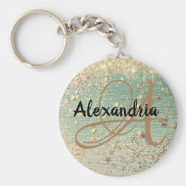 Gold Stardust auf Sea Green Schlüsselanhänger