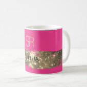 Gold Stardust Pinselstriche Monogram/Name Deep Pin Kaffeetasse (VorderseiteRechts)