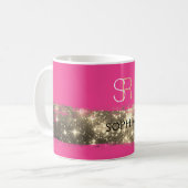 Gold Stardust Pinselstriche Monogram/Name Deep Pin Kaffeetasse (Vorderseite Links)