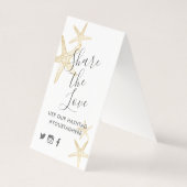 Gold Starfish Beach Wedding Hashtag Sign Card (Rückseite)