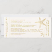 Gold Starfish Boarding Pass Ticket Save The Date (Rückseite)