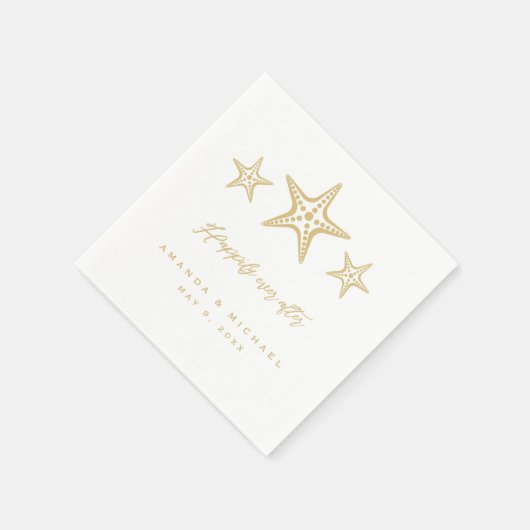 Gold Starfish glücklich je nach Hochzeit am Strand Serviette (Ecke)