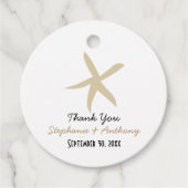 Gold Starfish Nautical Beach Hochzeit Vielen Dank Geschenkanhänger (Vorderseite)