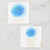 *~* Gold-STARFISH Strand-Ozean-Seeweißer blauer Quadratische Visitenkarte (Vorne/Hinten)