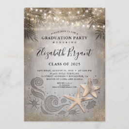 Gold Starfish Tropical Beach Lights Abschluss Einladung