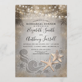 Gold Starfish Tropical Beach Probe Dinner Einladung