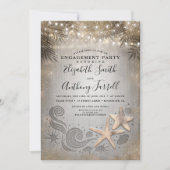 Gold Starfish Tropical Palm Beach Engagement Party Einladung (Vorderseite)