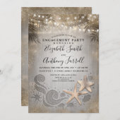 Gold Starfish Tropical Palm Beach Engagement Party Einladung (Vorne/Hinten)