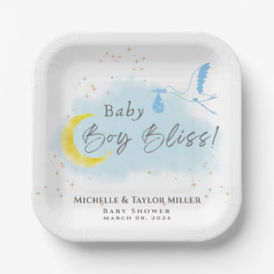 Gold Starlit Baby Boy Bliss Stork Sonderlieferung Pappteller