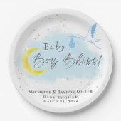 Gold Starlit Baby Boy Bliss Stork Sonderlieferung Pappteller (Vorderseite)