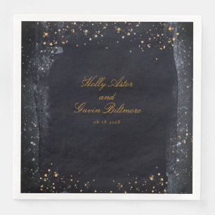 Gold Starry Night Black & Gold Elegante Hochzeit Serviette