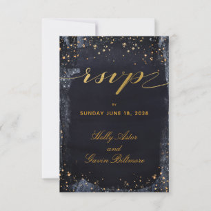Gold Starry Night Wedding Meal Choice UAWG RSVP Karte