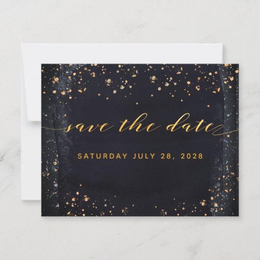 Gold Starry Night Wedding speichern Sie das Datum  Einladung (Vorderseite)