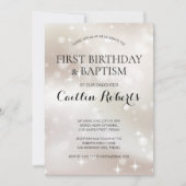 Gold Stars 1. Geburtstag und Taufe Weihnachten Einladung (Vorderseite)