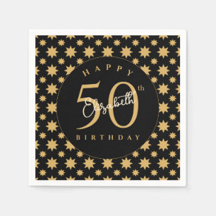 Gold Stars 50. Geburtstag Benutzerdefinierter Name Serviette