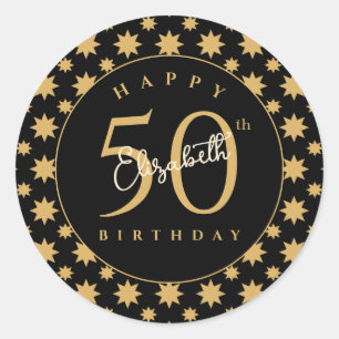 Gold Stars 50. Geburtstag Benutzername Runder Aufkleber