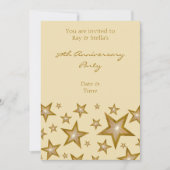 Gold Stars '50th Anniversary' senkrechte Creme Einladung (Vorderseite)
