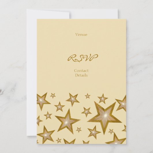 Gold Stars '50th Anniversary' senkrechte Creme Einladung (Rückseite)