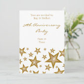 Gold Stars '50th Anniversary' vertikal weiß Einladung (Stehend Vorderseite)