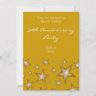 Gold Stars '50th Anniversary' vertikales Gold Einladung