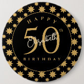 Gold Stars 50th Birthday Custom Name  Button (Vorderseite)