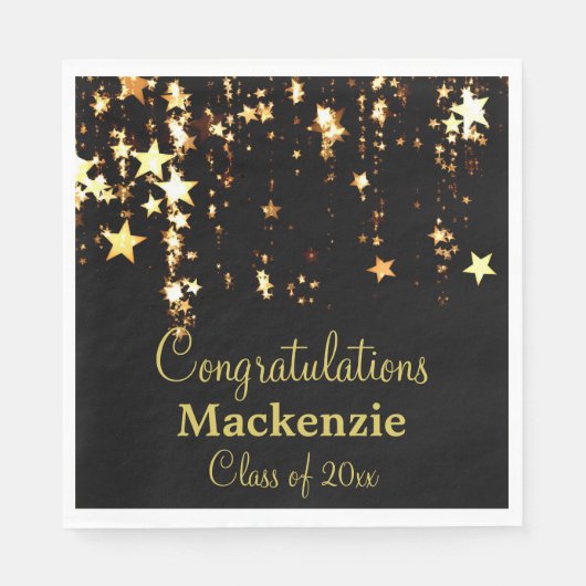 Gold Stars Abschluss Serviette (Vorderseite)