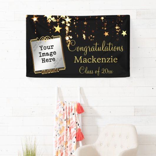 Gold Stars Abschluss-Zeichen mit Foto Banner (Insitu)