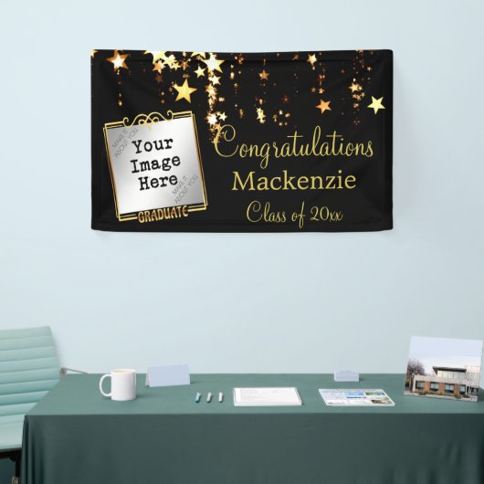 Gold Stars Abschluss-Zeichen mit Foto Banner (Messeveranstaltung)