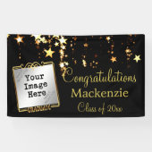 Gold Stars Abschluss-Zeichen mit Foto Banner (Horizontal)