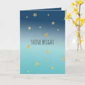 Gold Stars Aqua Blue Ombre personalisiertes Zitat Karte (Gelbe Blume)