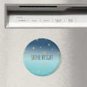 Gold Stars Aqua Blue Ombre personalisiertes Zitat Magnet (In Situ (Geschirrspüler))