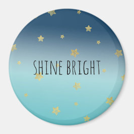 Gold Stars Aqua Blue Ombre personalisiertes Zitat Magnet