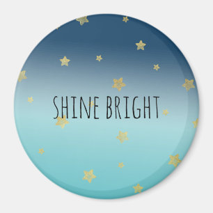 Gold Stars Aqua Blue Ombre personalisiertes Zitat Magnet