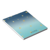 Gold Stars Aqua Blue Ombre personalisiertes Zitat Notizblock (angewinkelt)