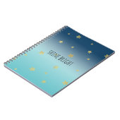 Gold Stars Aqua Blue Ombre personalisiertes Zitat Notizblock (Linke Seite)