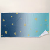 Gold Stars Aqua Blue Ombre Strandtuch (Vorderseite)