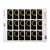 Gold Stars auf Black Christmas Rücksendeadresse Adressaufkleber (Vorne)