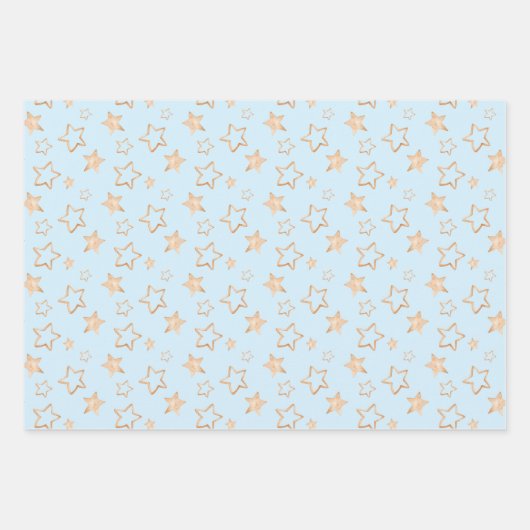 Gold Stars auf Blue Geschenkpapier Set (Vorderseite 3)