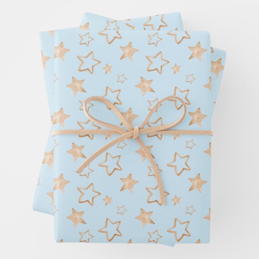 Gold Stars auf Blue Geschenkpapier Set (Beispiel)