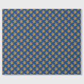 Gold Stars auf Blue Gift Wrapping Paper Wrap Geschenkpapier (Flach)