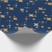 Gold Stars auf dunkelblauem Hintergrund Geschenkpapier (Ecke)