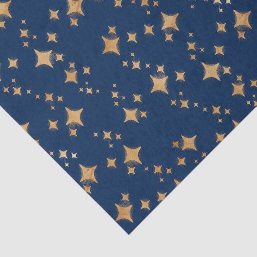 Gold Stars auf dunkelblauem Hintergrund Seidenpapier (Ausschnitt)