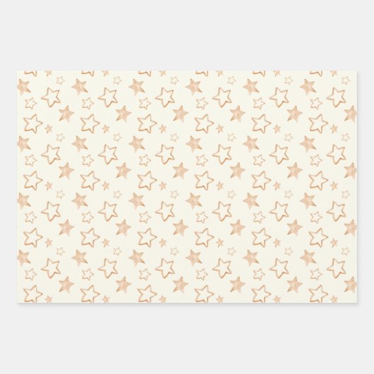 Gold Stars auf Elfenbein Geschenkpapier Set (Vorderseite 2)