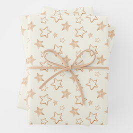 Gold Stars auf Elfenbein Geschenkpapier Set