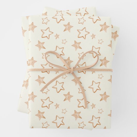 Gold Stars auf Elfenbein Geschenkpapier Set (Beispiel)