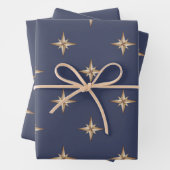 Gold Stars auf Navy Blue Geschenkpapier Set (Beispiel)