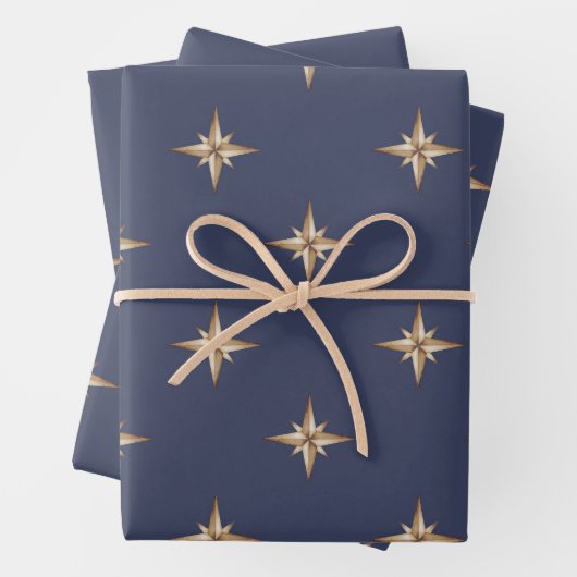 Gold Stars auf Navy Blue Geschenkpapier Set (Beispiel)