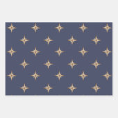 Gold Stars auf Navy Blue Geschenkpapier Set (Vorderseite)
